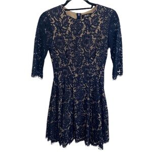 LULUS NAVY LACE OVERLAY MINI DRESS SIZE XS